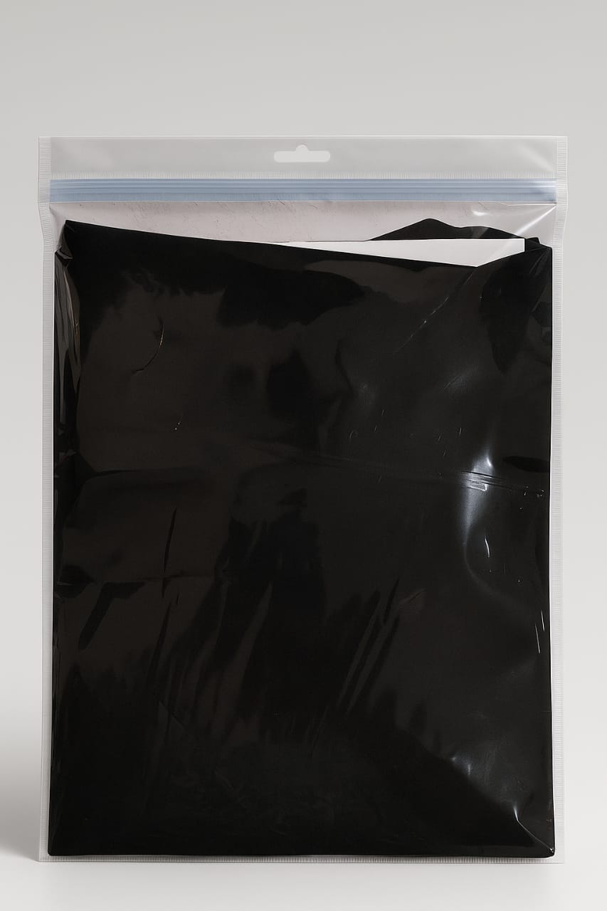 Black (transparent lines window) BOPP Zipper Bag – 500 Pcs Pack