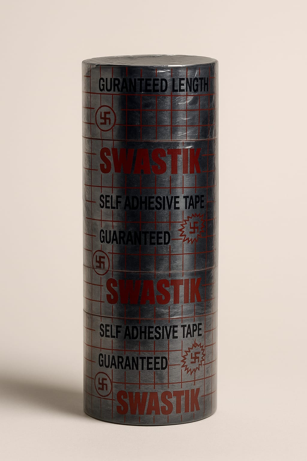 2 inch black swastik adhesive packing tape roll

