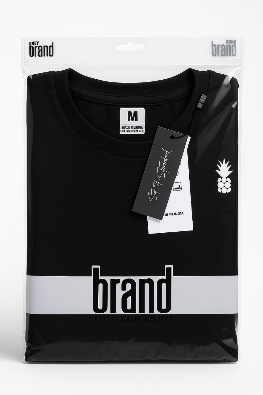 bopp only brand bag with black tshirt by paraspacking

