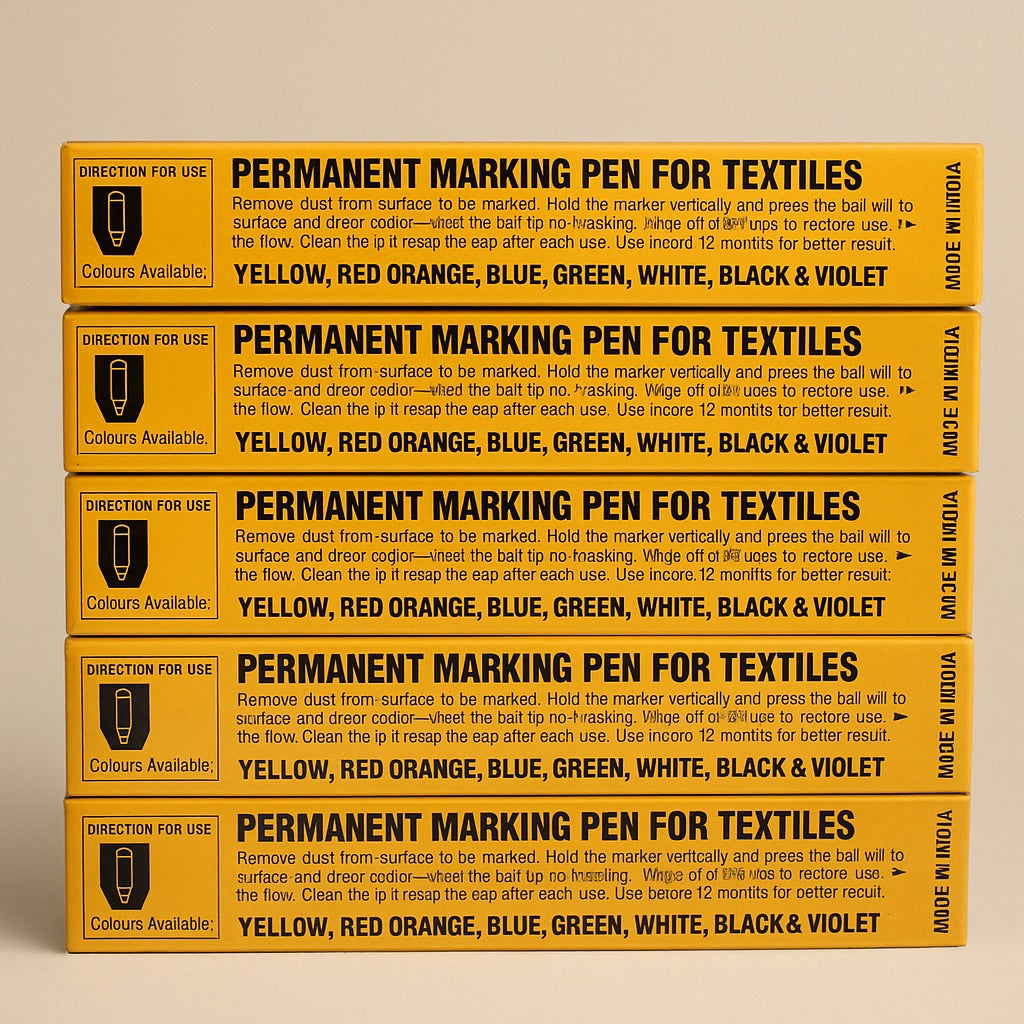 permanent textile marking pen instructions on Century’s tex marker box – paras packing 

