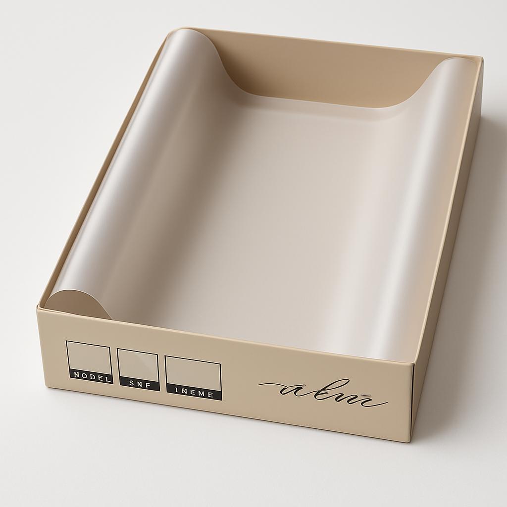 folded garment wrapping sheet in beige box by paras packing

