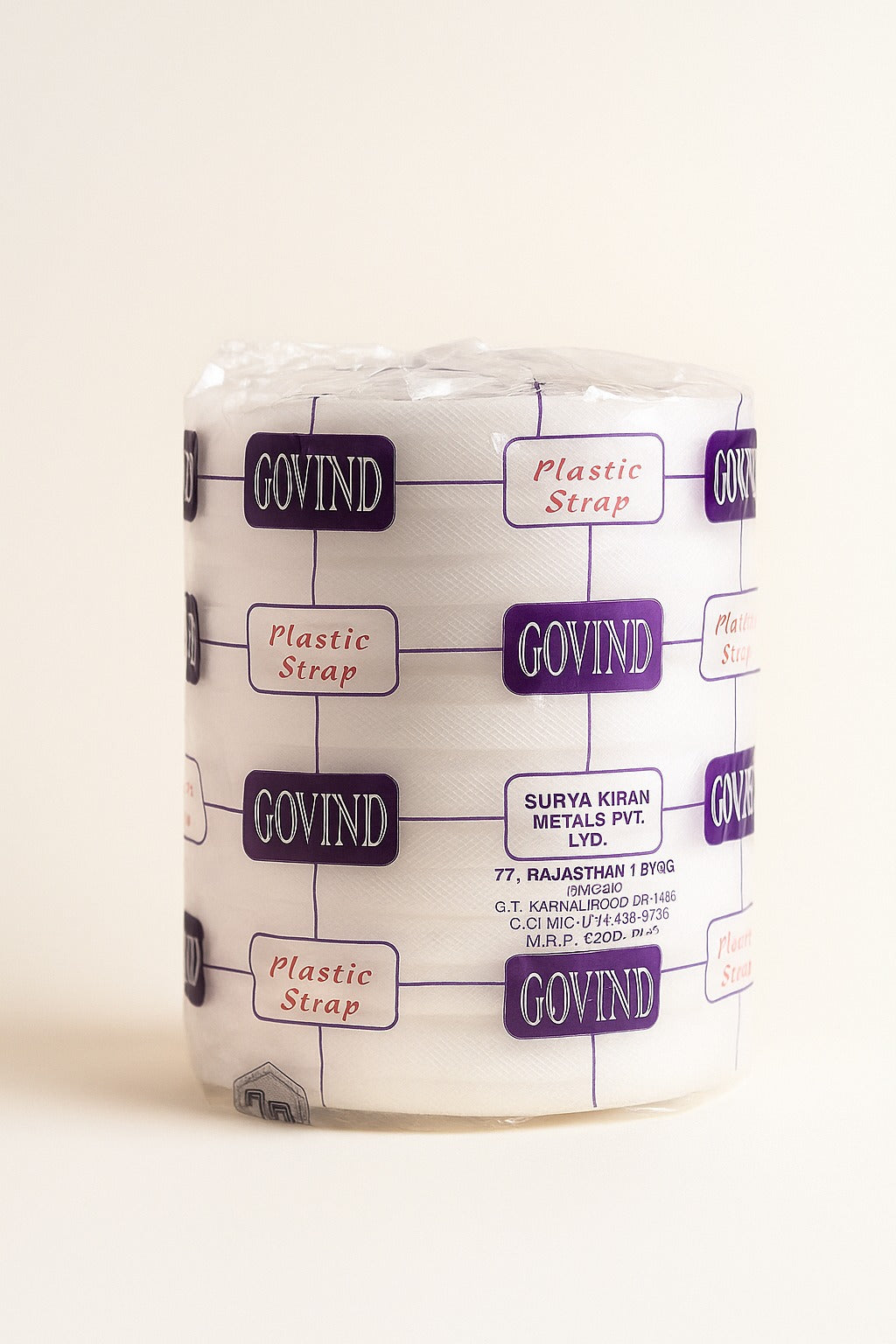 govind white plastic packing strap roll 2kg front view
