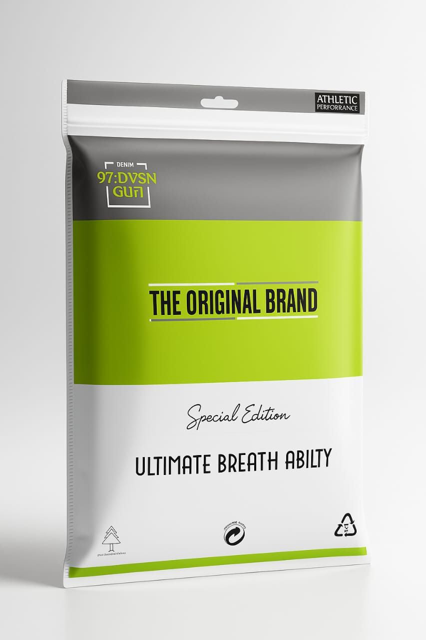 Packaging of a product with green and white design on a gray background
