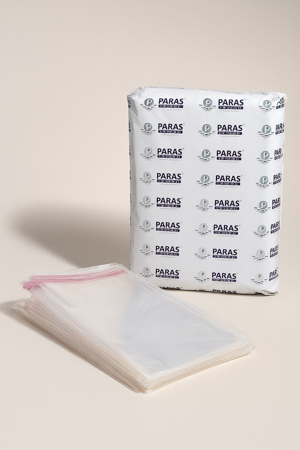 37 microns gusset polybags for shirt packing with Paras packing branding, transparent collar support packaging bag

