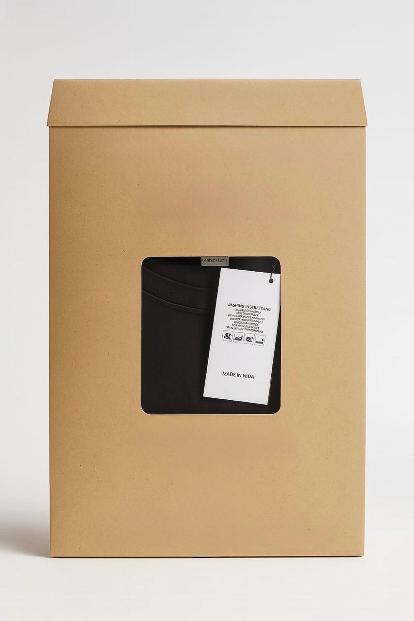 plain kraft paper bag with window for garments – premium t-shirt packaging with tag by paras packing

