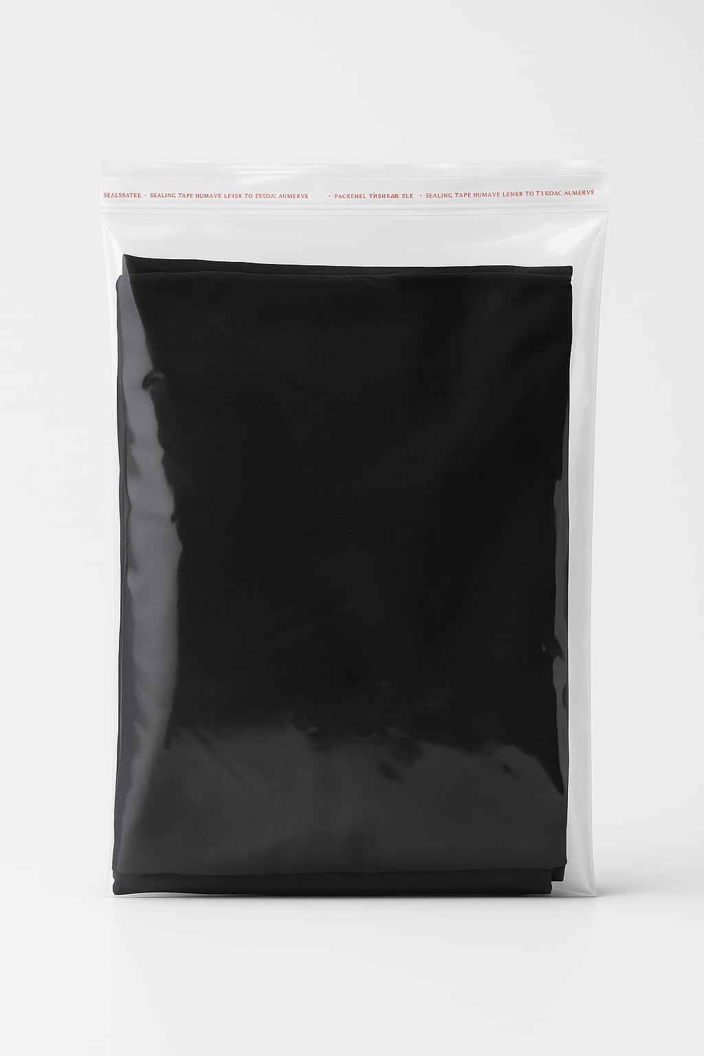 backside view of ldpe transparent garment bags with tape, 5kg pack in 51 micron quality

