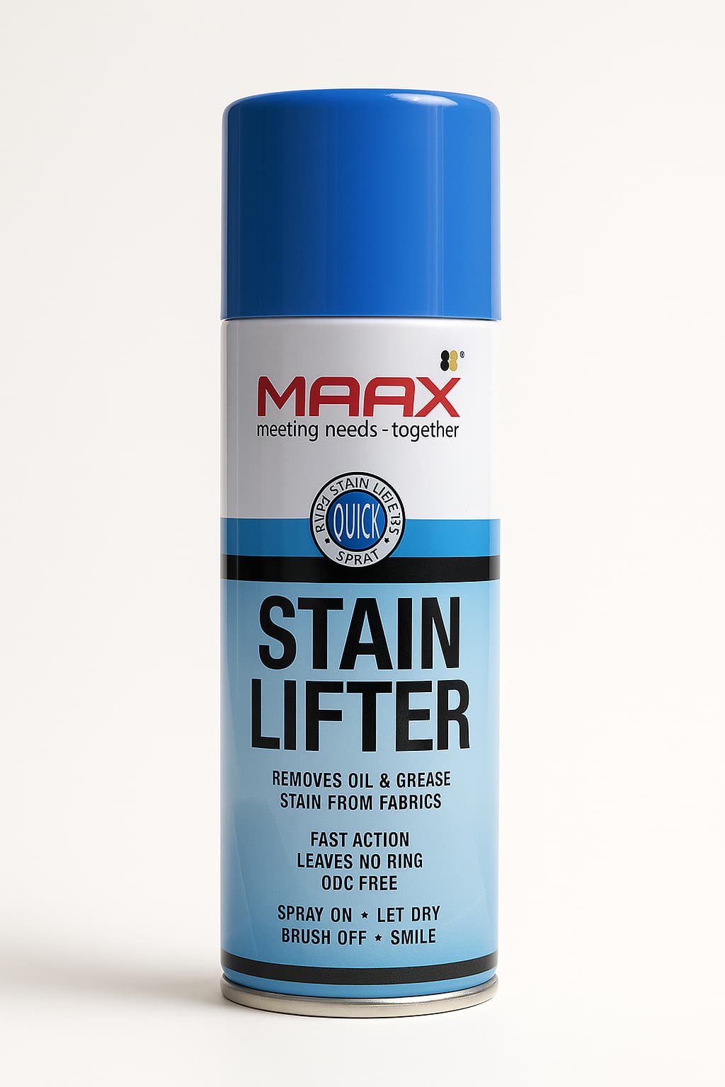 maax stain lifter fabric spray with blue cap for oil and grease removal
