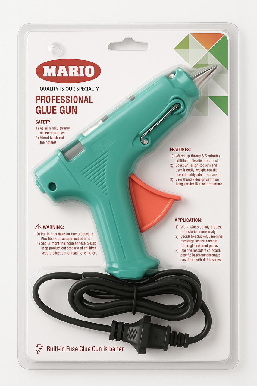 mario professional glue gun with power cord and switch by paras packing
