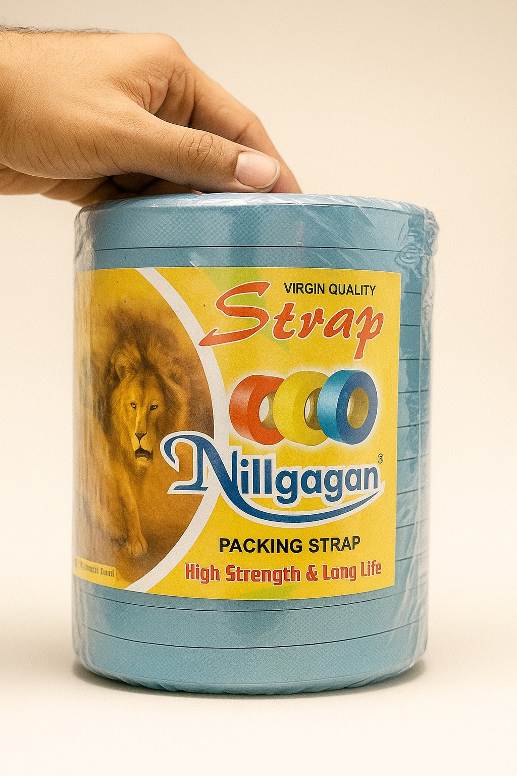 nilgagan virgin quality packing strap roll with lion logo
