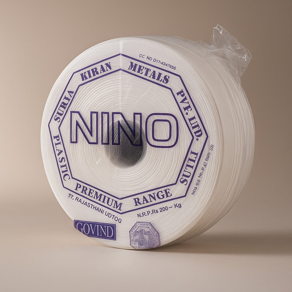 nino thin plastic sutli 1.2kg white roll for premium packing by paras

