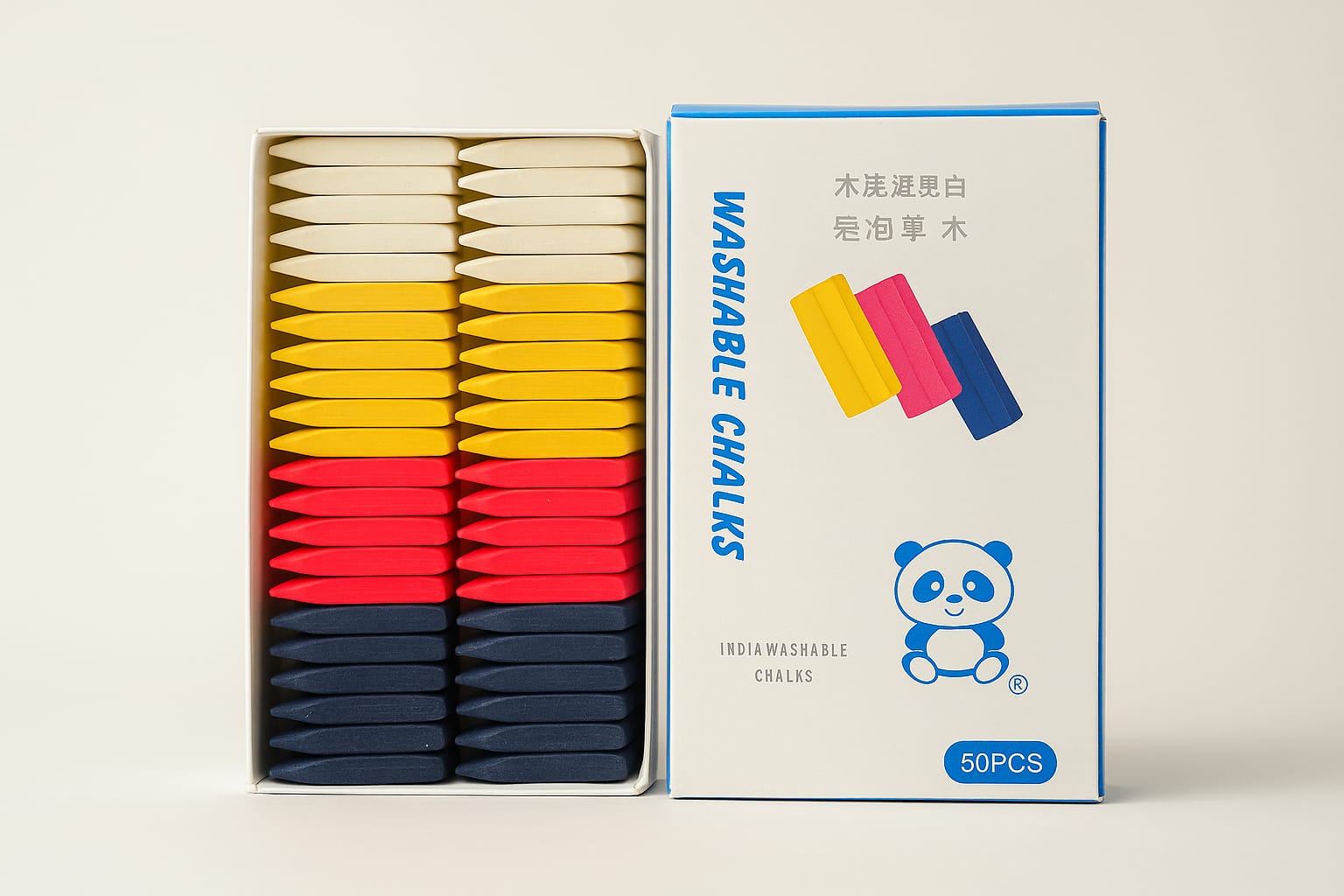 panda washable chalks multicolor pack of 50 for garment marking

