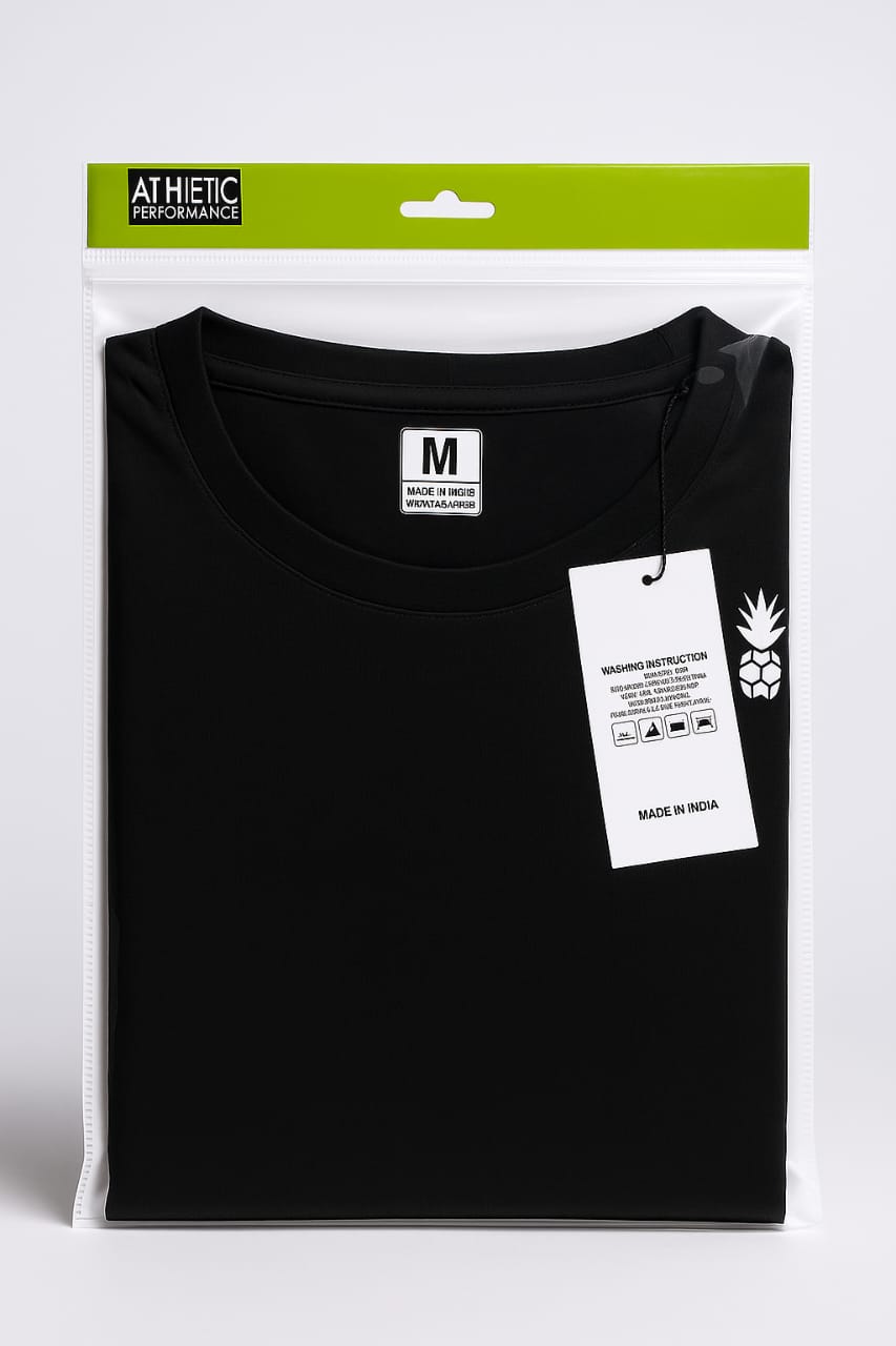 black t-shirt in athletic pearl zipper bag from paras

