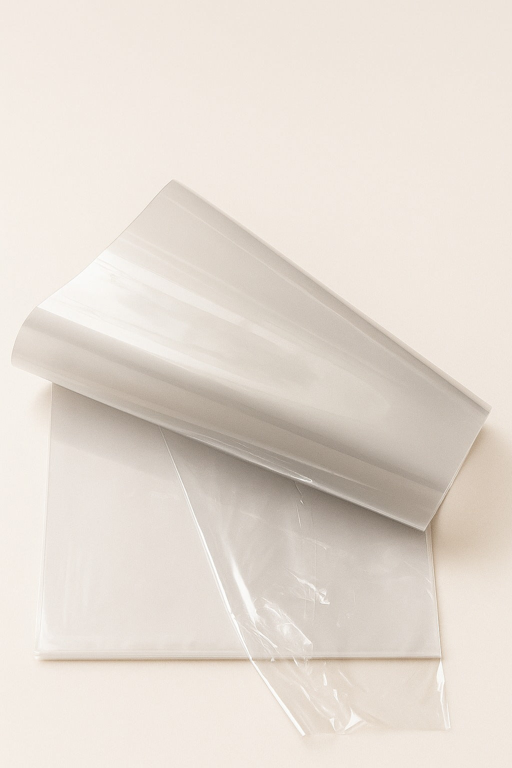 clear plastic garment wrapping sheet folded neatly by paras packing

