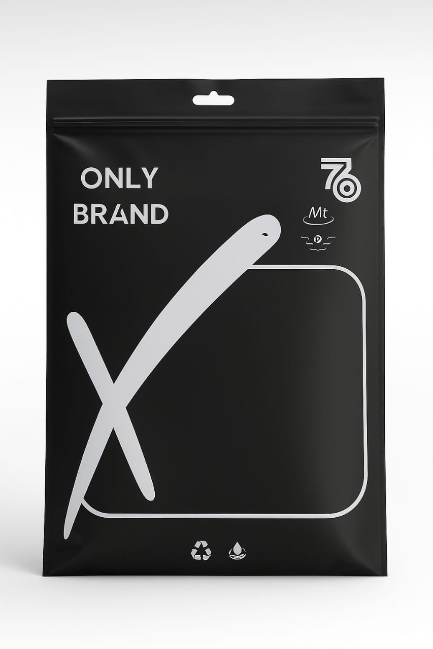 pp zipper bag with only brand print in black design paras