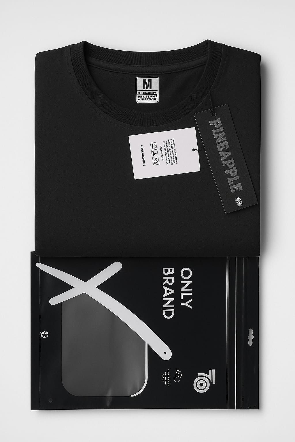 black t-shirt with only brand pp zipper bag packaging paras

