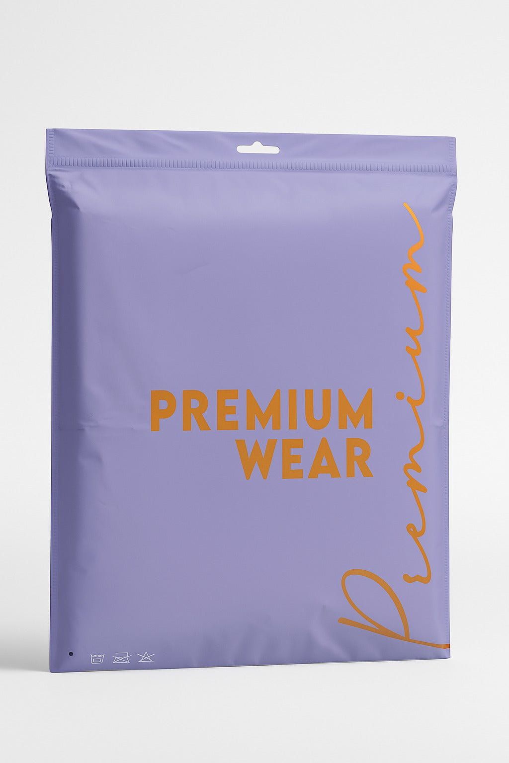 purple zipper bag for garments with premium wear orange print – stylish packaging by paras packing

