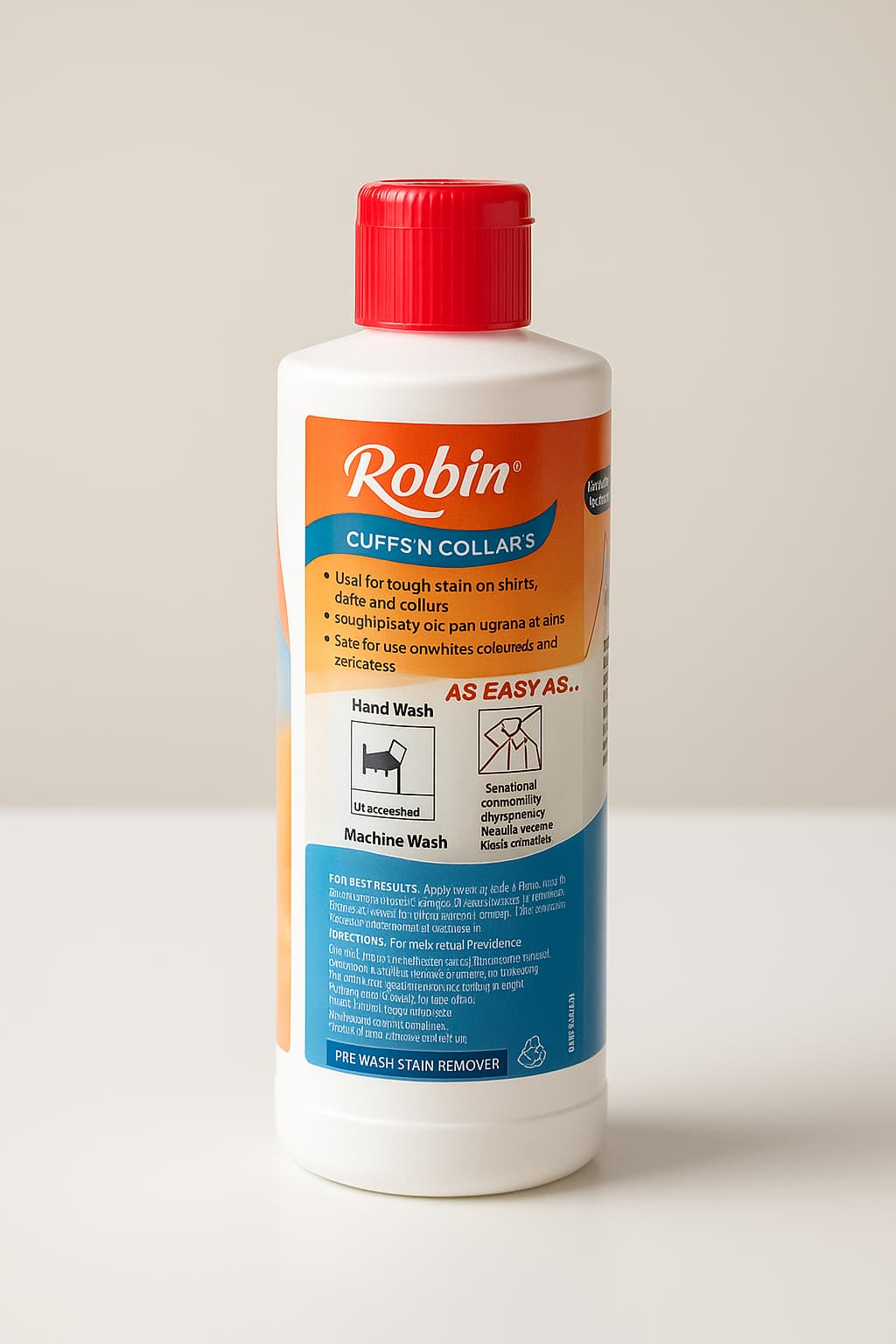 back label of robin cuffs and collars stain remover bottle 60ml
