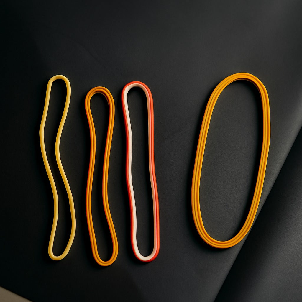 assorted modern rubber bands size 3 inch side view black background by paras packing
