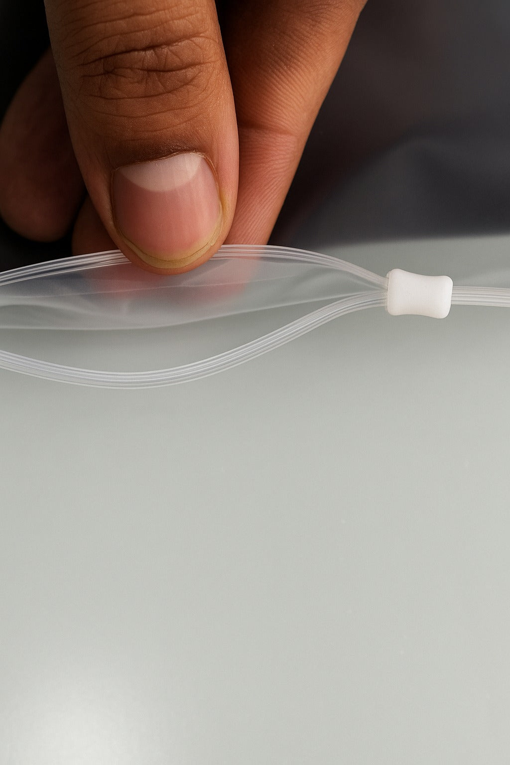 close-up of frosted slider zip bag seal – secure garment packaging by paras packing

