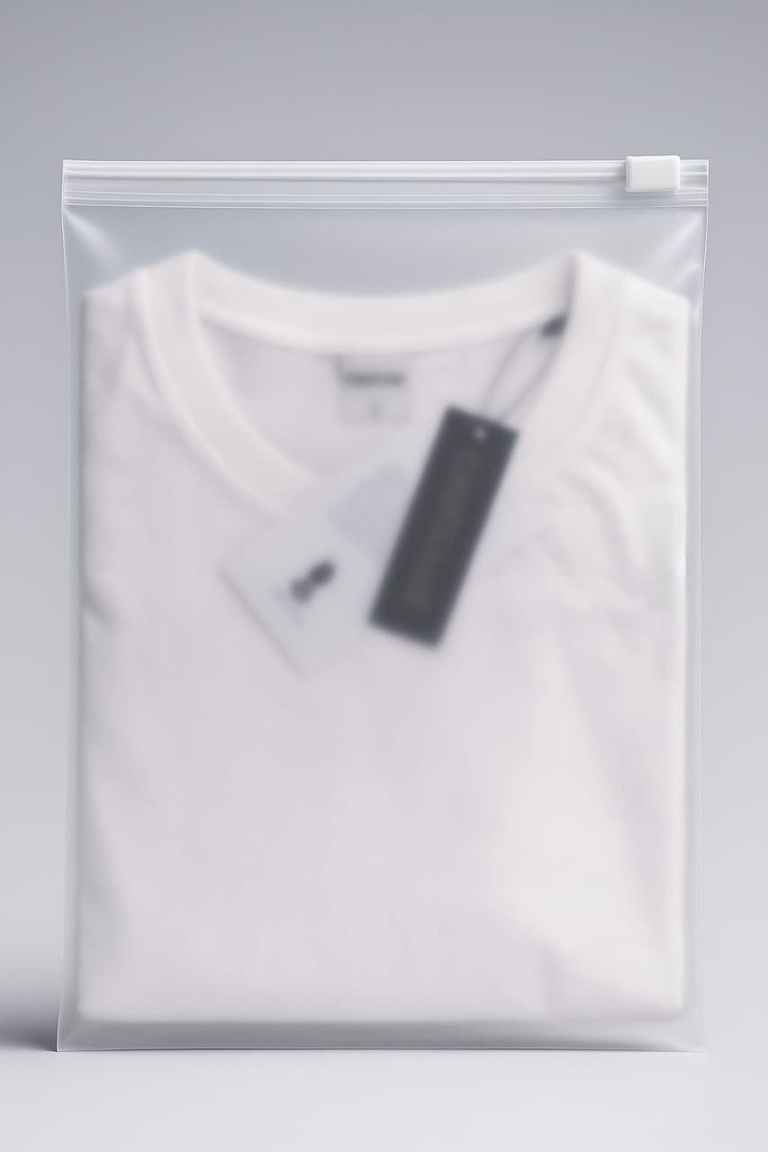 frosted garment bag with slider zip for t-shirts – premium soft finish by paras packing