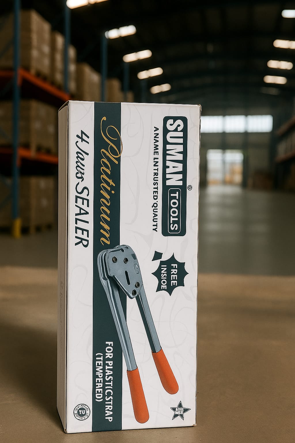 original suman 4 jaws heavy steel sealer for plastic strap tempered tool packaging box image by paras

