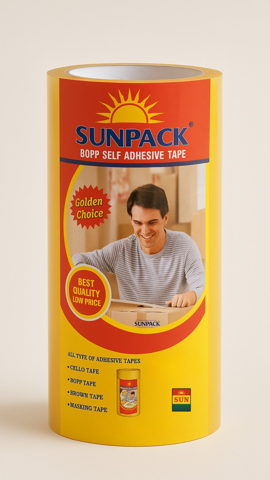 sunpack bopp self adhesive transparent tape 250 meter hard gumming roll for packaging by paras packing

