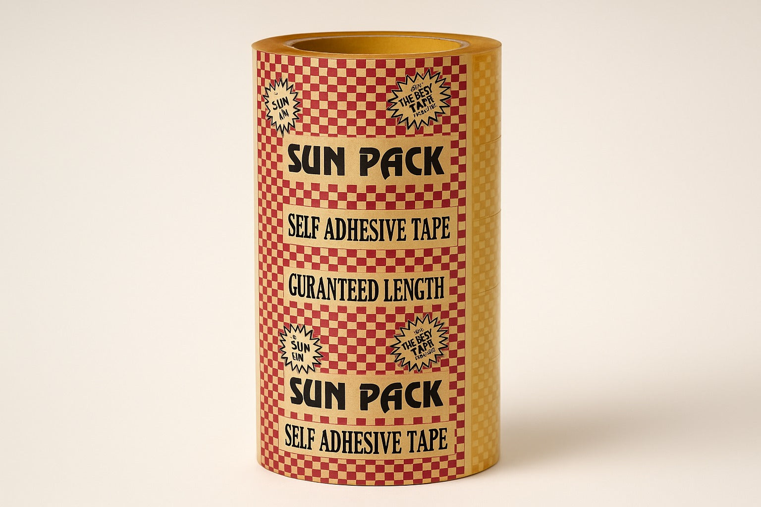 sunpack 200 meter yellow self adhesive packing tape with printed design

