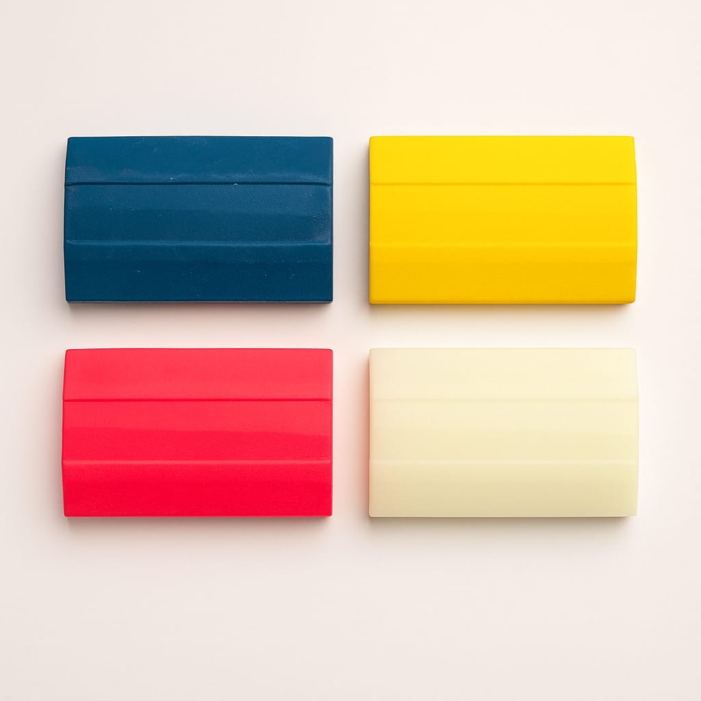 top view of panda washable tailor chalks in four color variants

