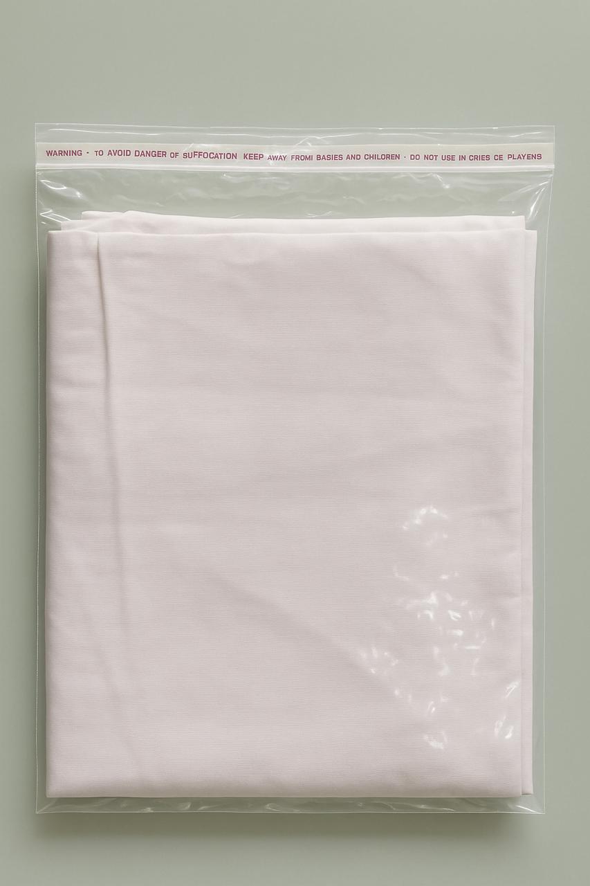 transparent ldpe tape bag with red warning text ideal for cotton packing by paraspacking

