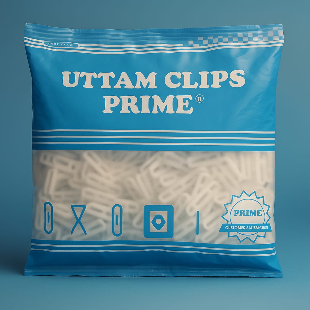 uttam clips prime m-clip pack in blue transparent pouch 500 pcs
